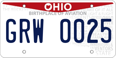 OH license plate GRW0025