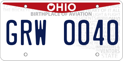 OH license plate GRW0040