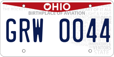 OH license plate GRW0044