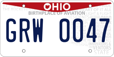 OH license plate GRW0047