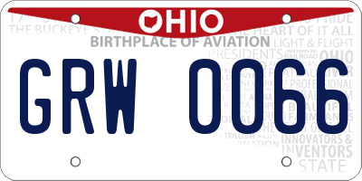 OH license plate GRW0066
