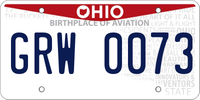OH license plate GRW0073