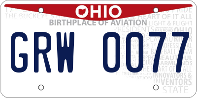 OH license plate GRW0077