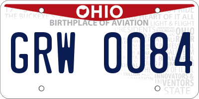 OH license plate GRW0084