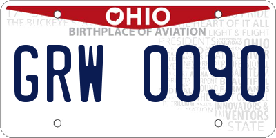 OH license plate GRW0090