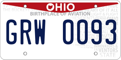OH license plate GRW0093