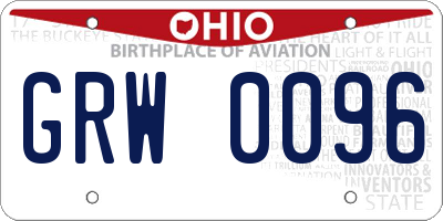 OH license plate GRW0096
