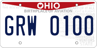 OH license plate GRW0100