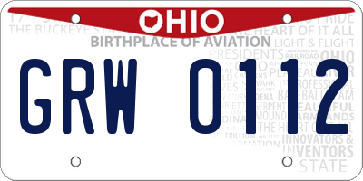 OH license plate GRW0112