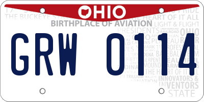 OH license plate GRW0114