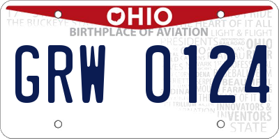 OH license plate GRW0124