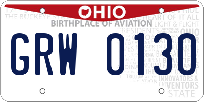 OH license plate GRW0130