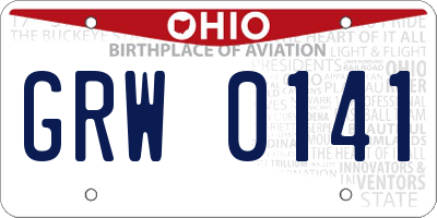 OH license plate GRW0141