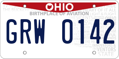 OH license plate GRW0142