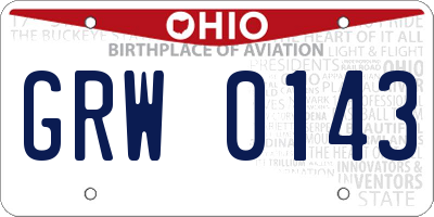 OH license plate GRW0143