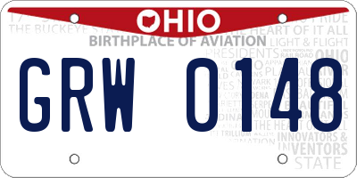 OH license plate GRW0148