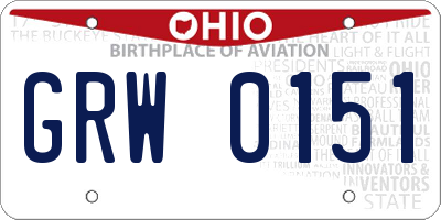 OH license plate GRW0151