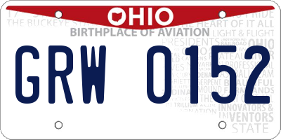 OH license plate GRW0152