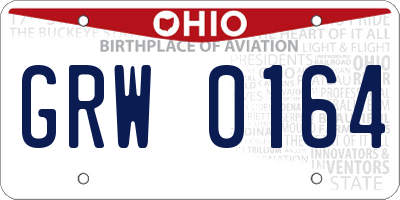 OH license plate GRW0164