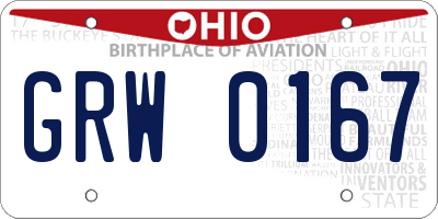 OH license plate GRW0167