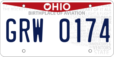 OH license plate GRW0174