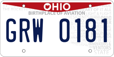 OH license plate GRW0181