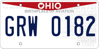 OH license plate GRW0182