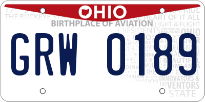 OH license plate GRW0189