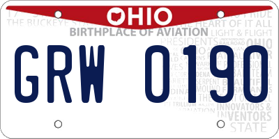 OH license plate GRW0190