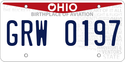 OH license plate GRW0197