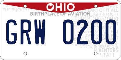 OH license plate GRW0200