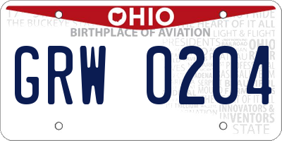 OH license plate GRW0204