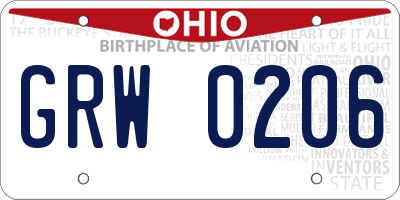 OH license plate GRW0206