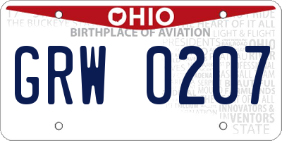 OH license plate GRW0207