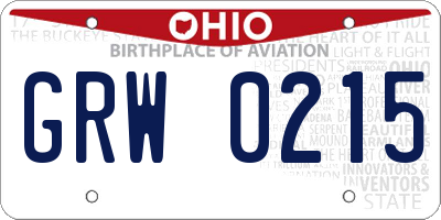 OH license plate GRW0215