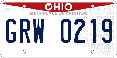 OH license plate GRW0219