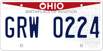 OH license plate GRW0224