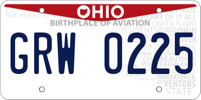 OH license plate GRW0225