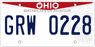 OH license plate GRW0228