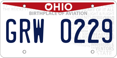 OH license plate GRW0229