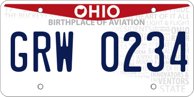 OH license plate GRW0234