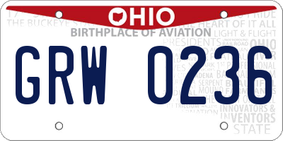 OH license plate GRW0236