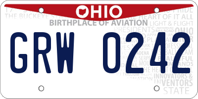 OH license plate GRW0242
