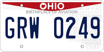 OH license plate GRW0249