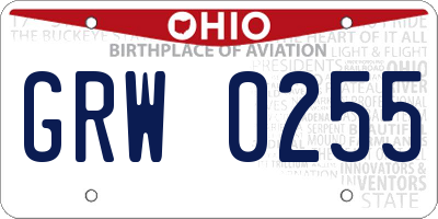 OH license plate GRW0255