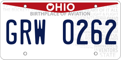 OH license plate GRW0262