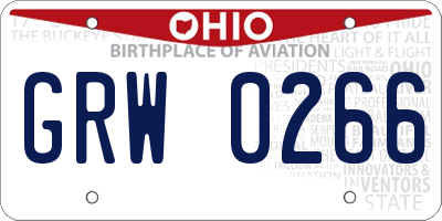OH license plate GRW0266