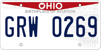 OH license plate GRW0269