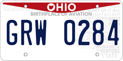 OH license plate GRW0284