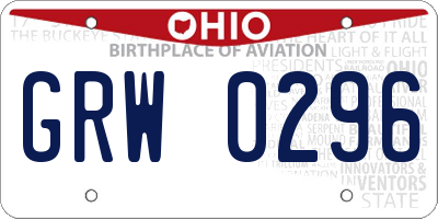 OH license plate GRW0296